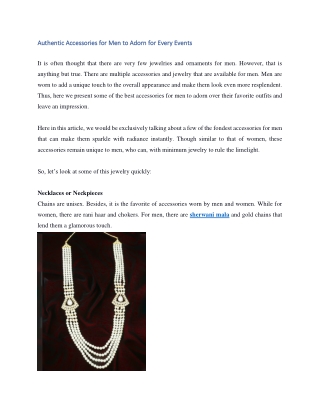 Authentic Accessories for Men to Adorn for Every Events
