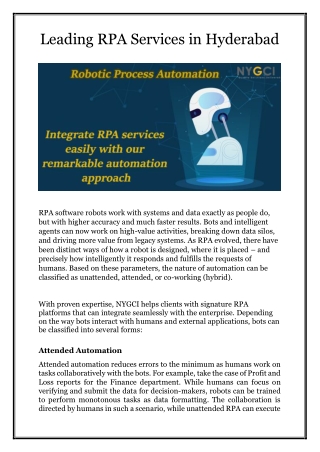 Leading RPA Services in Hyderabad