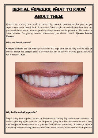 Dental Veneers; What To Know About Them