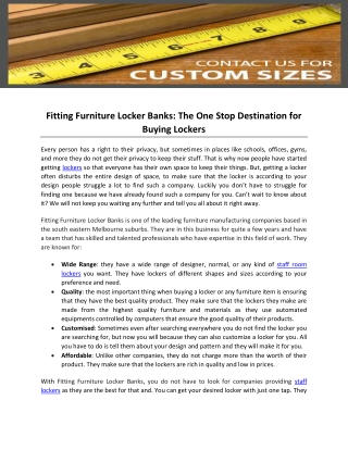 --Fitting Furniture Locker Banks- The One Stop Destination for Buying Lockers