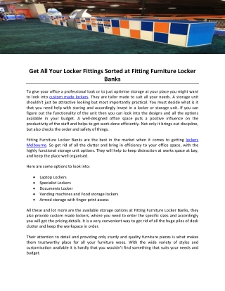 Get All Your Locker Fittings Sorted at Fitting Furniture Locker Banks