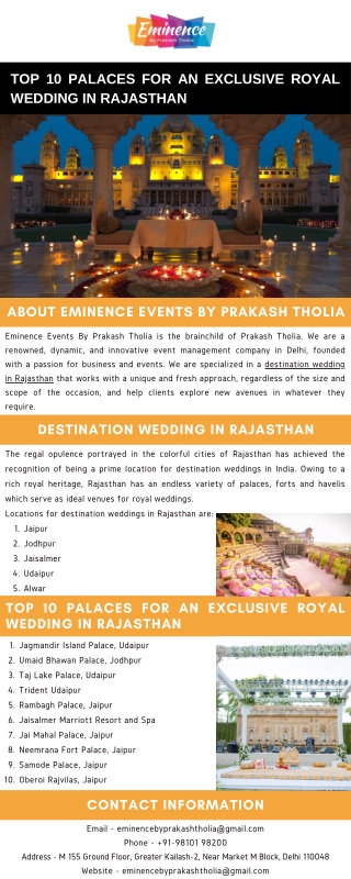 Top 10 Palaces for an Exclusive Royal Wedding in Rajasthan