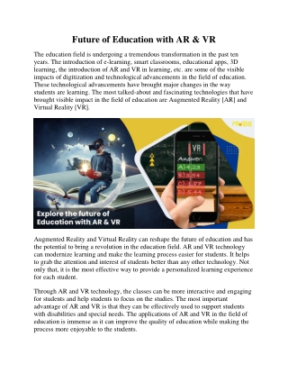 Future of Education with AR & VR
