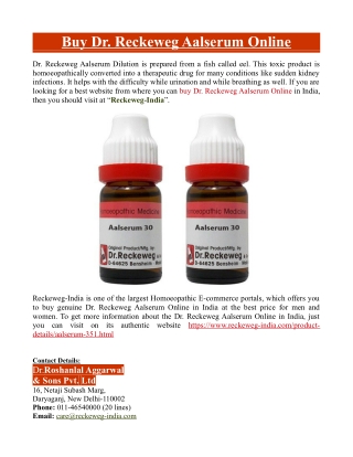 Buy Dr. Reckeweg Aalserum Online