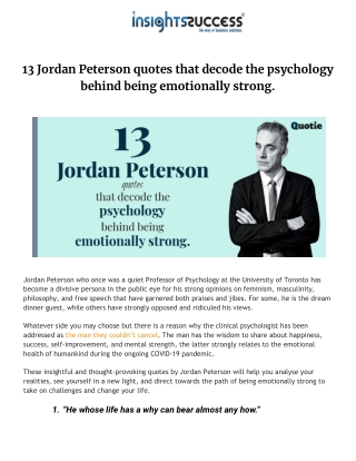 13 Jordan Peterson quotes that decode the psychology behind being emotionally st