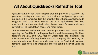 All About QuickBooks Refresher Tool