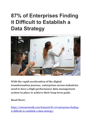 87% of Enterprises Finding it Difficult to Establish a Data Strategy