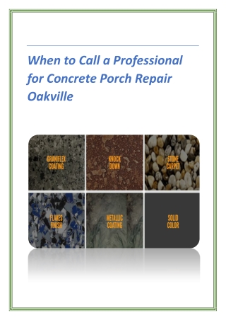 When to Call a Professional for Concrete Porch Repair Oakville