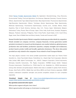 Raman Portable Spectrometer Market Research Reports, Growth, Analysis and Foreca