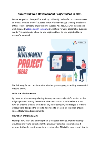 Successful Web Development Project Ideas in 2021