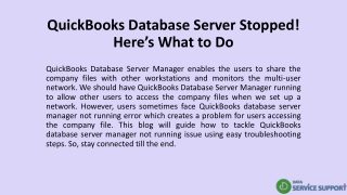 QuickBooks Database Server Stopped! Here’s What to Do