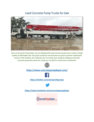 Used Concrete Pump Trucks for Sale