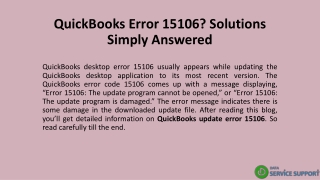 QuickBooks Error 15106? Solutions Simply Answered