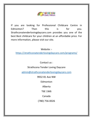 Professional Childcare Centre Edmonton  Strathconatenderlovingdaycare.com