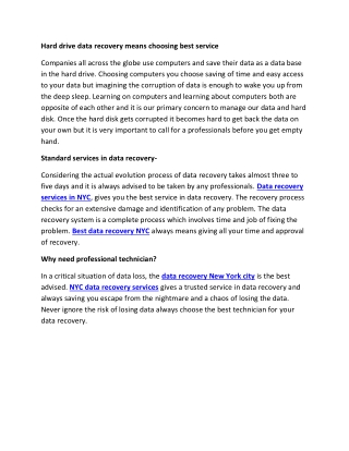 Hard drive data recovery means choosing best service
