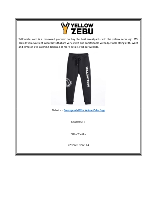 Sweatpants With Yellow Zebu Logo   Yellowzebu.com