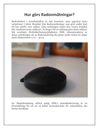 Hur görs Radonmätningar