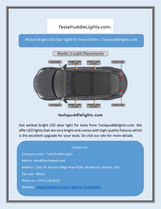 Wicked Bright LED Door Light for Tesla Online | Teslapuddlelights.com