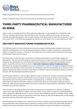 9 Signs You Sell THIRD-PARTY PHARMACEUTICAL MANUFACTURER IN INDIA for a Living