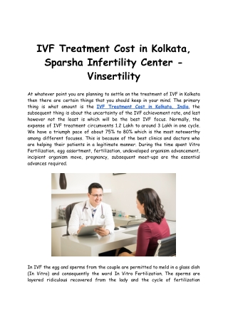 IVF Treatment Cost in Kolkata, Sparsha Infertility Center - Vinsertility