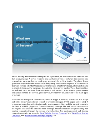 What are Clustering Capabilities of Servers?