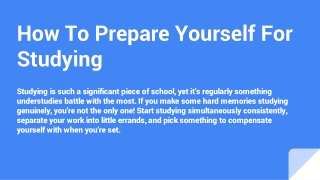 How to Prepare Youself For Studies