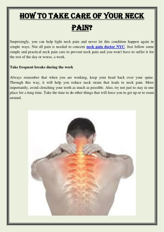 How to take care of your neck pain