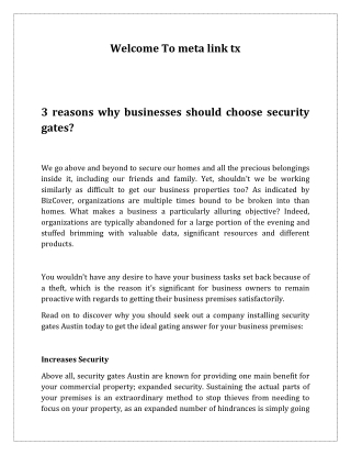 3 reasons why businesses should choose security gates