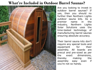 What are Included in Outdoor Barrel Saunas?