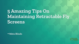 5 Amazing Tips On Maintaining Retractable Fly Screens