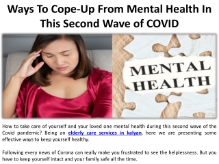 COVID is Second Wave: Mental Health Coping Strategies