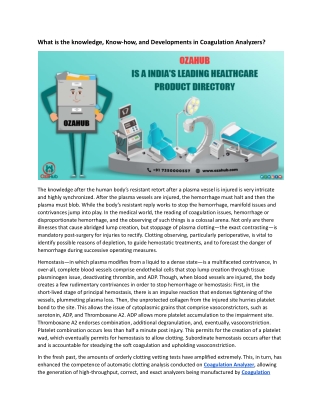 What is the knowledge, Know-how, and Developments in Coagulation Analyzers.docx