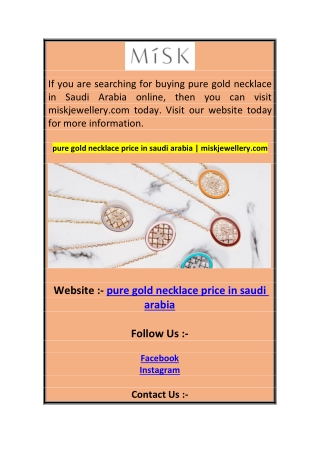 pure gold necklace price in saudi arabia  miskjewellery.com