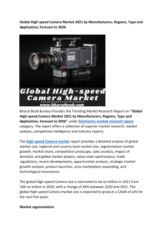 Global High-speed Camera Market Analysis and Forecast 2021-2026