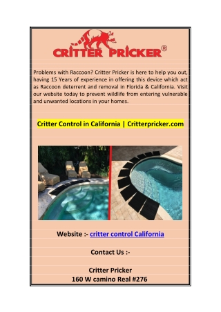 Critter Control in California  Critterpricker.com