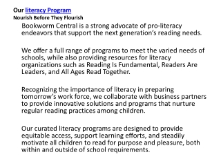 literacy Program - Literacy Program at schools