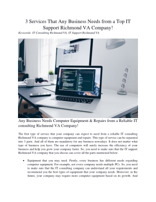 3 Services That Any Business Needs from a Top IT Support Richmond VA Company!