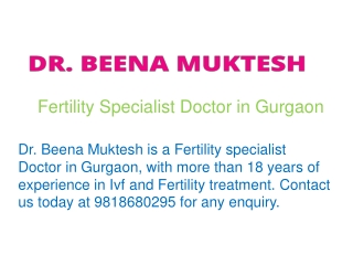 Fertility Specialist Doctor in Gurgaon