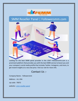 SMM Reseller Panel | Followersmm.com