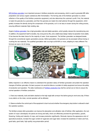 NPK fertilizer granulation machine adapts to various formulas to save energy