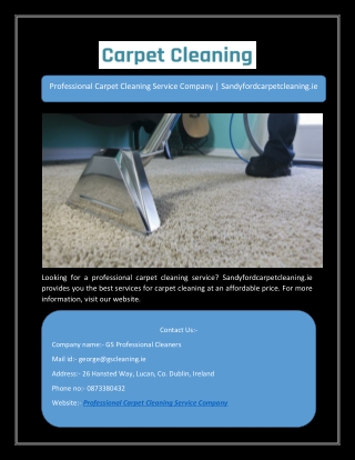 Professional Carpet Cleaning Service Company | Sandyfordcarpetcleaning.ie