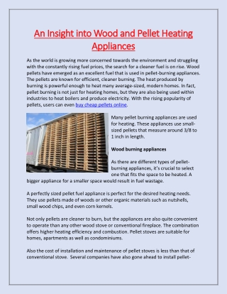 An Insight into Wood and Pellet Heating Appliances