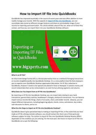 How to Import IIF file into QuickBooks
