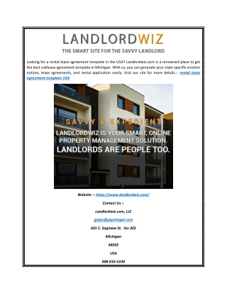 Rental Lease Agreement Template USA | Landlordwiz.com