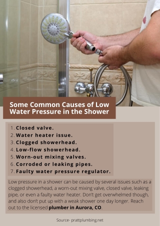 Some Common Causes of Low Water Pressure in the Shower