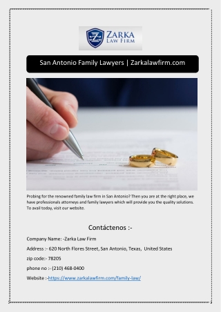 San Antonio Family Lawyers | Zarkalawfirm.com