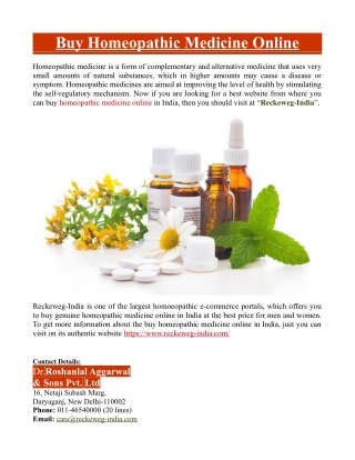 Buy Homeopathic Medicine Online
