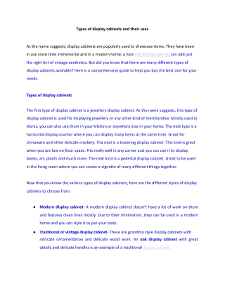 Types of display cabinets and their uses