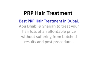 PRP Hair Treatment in dubai