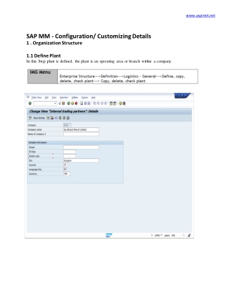 SAP MM - Custmization and Confiuration